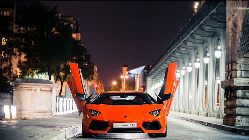 Lamborghini en la ciudad de noche, Fondo de pantalla HD | Peakpx