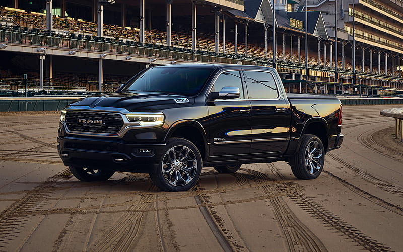 Ram 1500, 2019 American black pickup, new black Ram, exterior, Dodge, HD wallpaper