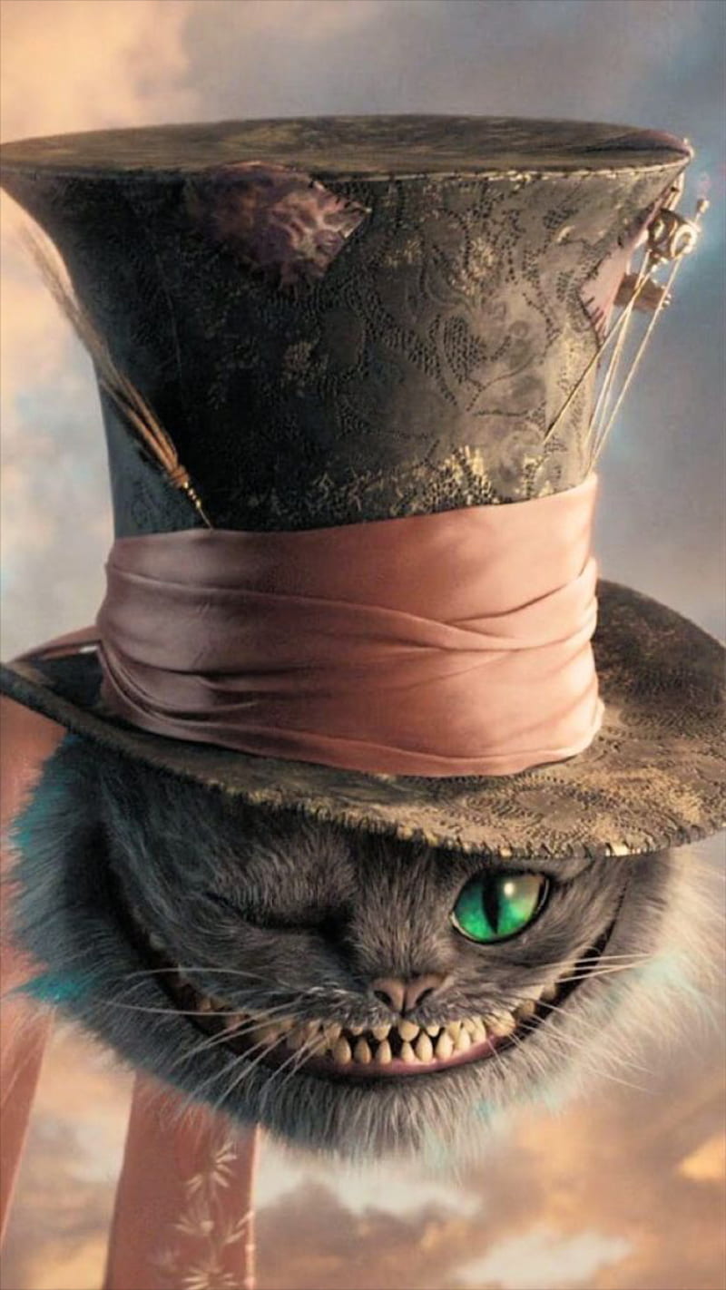 Cheshire Cat, alice, cat, cheshire, mad hatter, wonderland, HD phone wallpaper