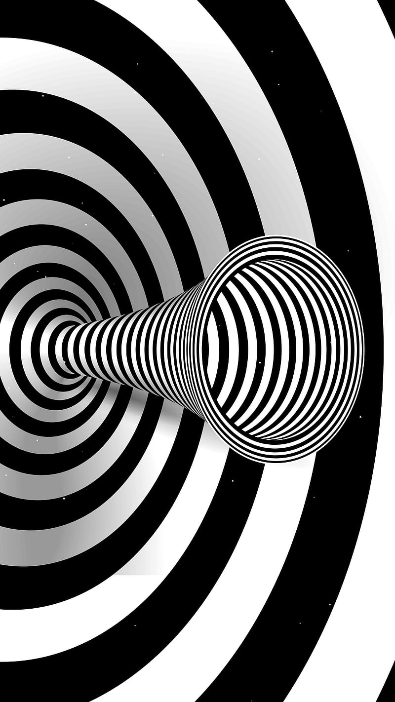 Media tube, 3-d, abstraction, black-white, hypnotic, illustration, op-art,  optical-illusion, HD phone wallpaper | Peakpx
