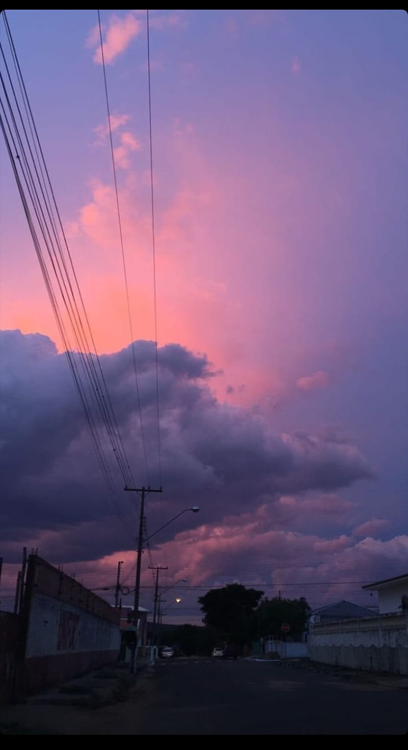 Paisaje rosa, sunset, HD phone wallpaper