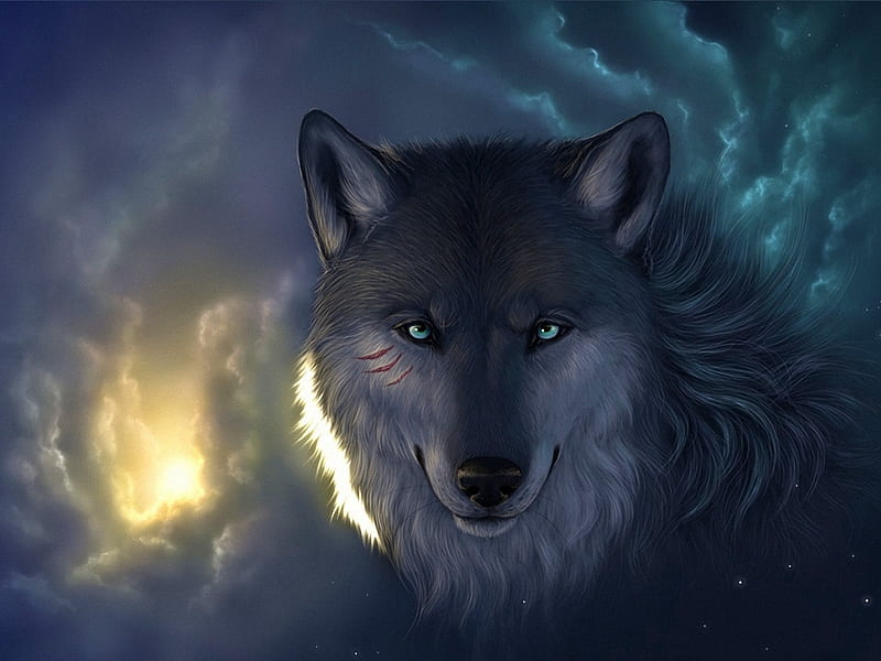Wolf art, fantasy, 3d, painting, wolf, artwork, HD wallpaper