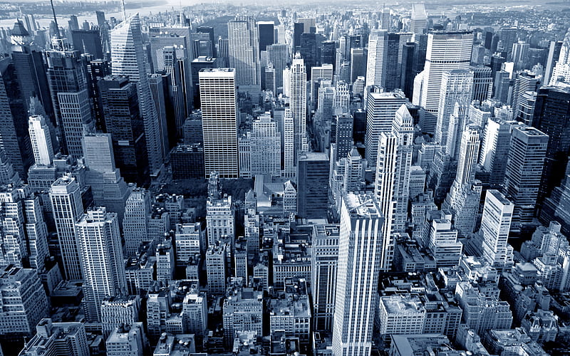 New York, cityscape, metropolis, monochrome , skyscrapers, Manhattan, USA, HD wallpaper