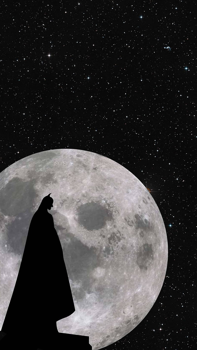 Batman, moon, night, space, stars, superhero, HD phone wallpaper | Peakpx