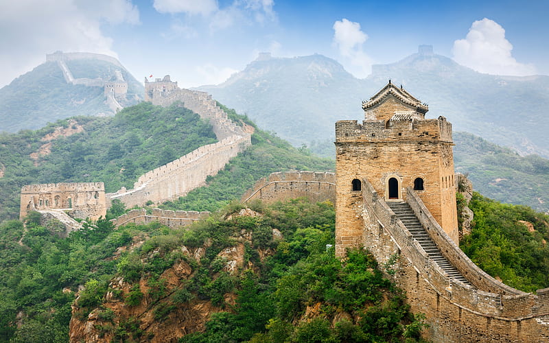 Great Wall of China, mountains, forest, China, great engineering facilities, HD wallpaper