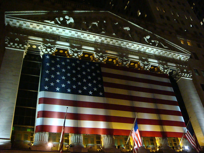 American Flag New York Stock Exchange, new york, american flag, new york stock exchange, nyse, stock exchange, HD wallpaper