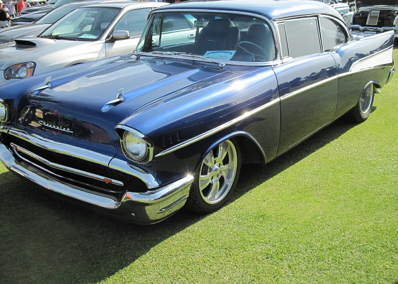 Chevrolet 1957, nickel, headlights, Chevrolet, Chrome, graphy, blue, HD wallpaper