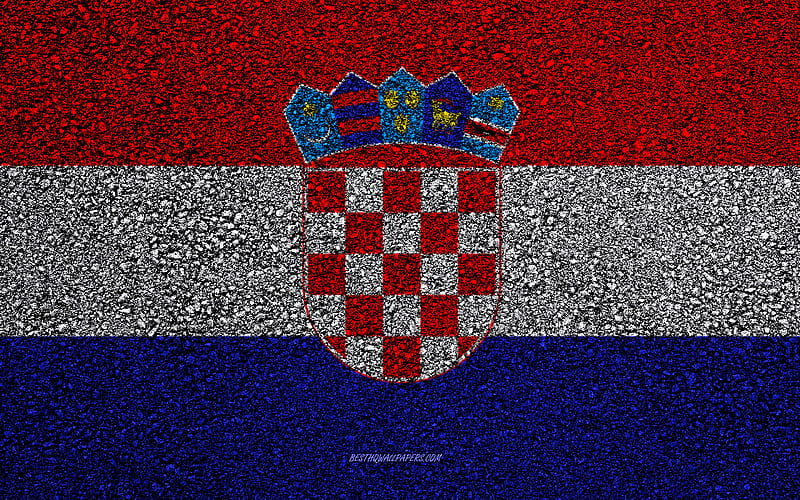Flag of Croatia, asphalt texture, flag on asphalt, Croatia flag, Europe, Croatia, flags of european countries, HD wallpaper