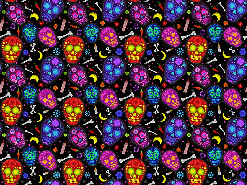 Artistic, Sugar Skull, Pattern, HD wallpaper