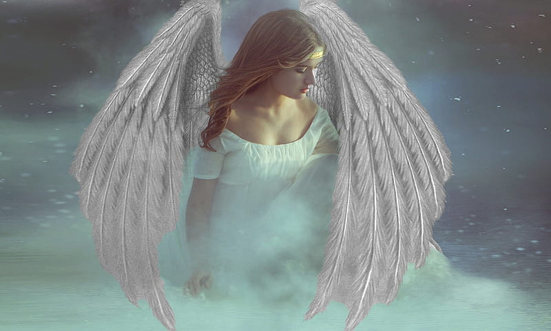 Heavenly Angel, Pureness, wings, Angel, ethereal, heavenly, beauty, softness, unearthly, HD wallpaper