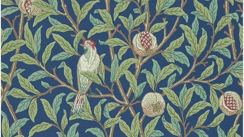 Bird With Leaves Fruits William Morris, HD wallpaper