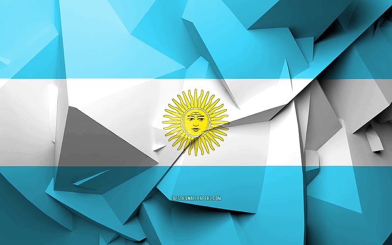 Flag of Argentina, geometric art, South American countries, Argentinian flag, creative, Argentina, South America, Argentina 3D flag, national symbols, HD wallpaper