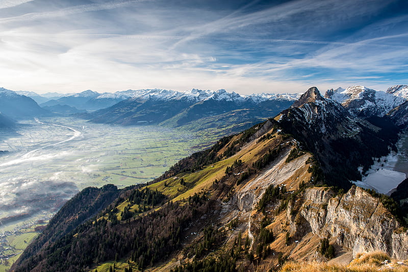 Hoher Kasten Alps Valley , landscape, mountains, nature, HD wallpaper