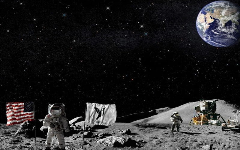 Moon, Space Module, Land, Space, HD wallpaper