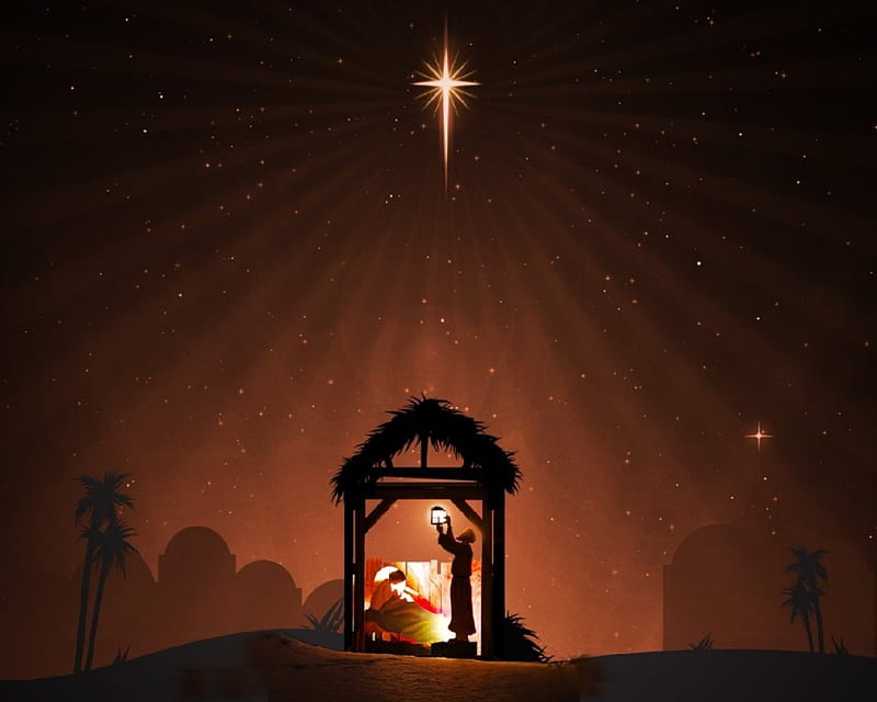 A Star To Follow, mary, christmas, baby, manger, HD wallpaper