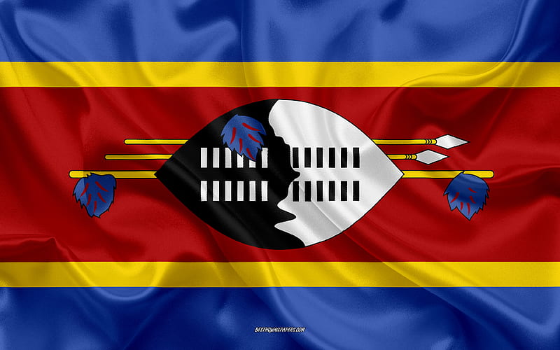 Flag of Swaziland silk texture, Swaziland flag, national symbol, silk flag, Swaziland, Africa, flags of African countries, flag of Eswatini, HD wallpaper