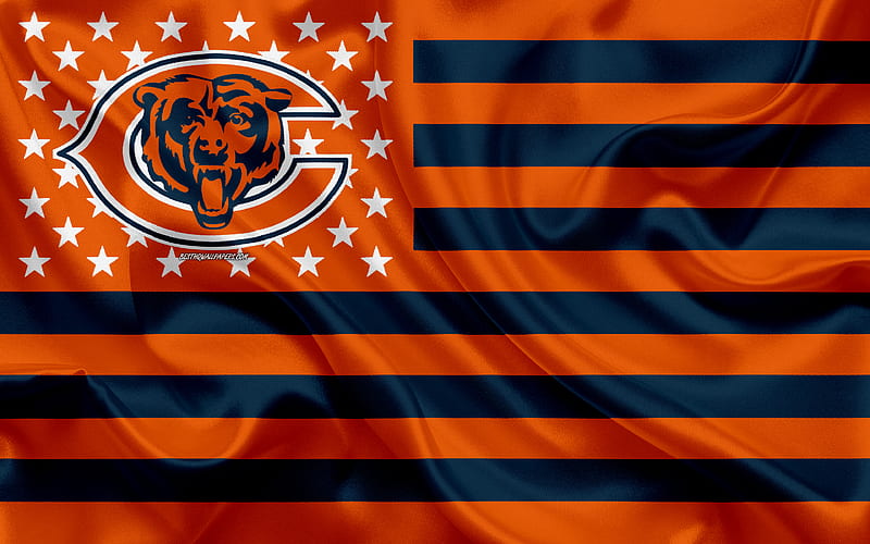 Chicago Bears, American football team, creative American flag, orange black  flag, HD wallpaper