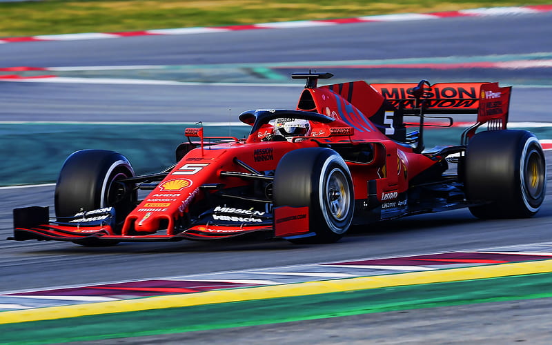 Ferrari SF90, 2019, F1, Sebastian Vettel, Scuderia Ferrari, new racing car 2019, racing track, HD wallpaper