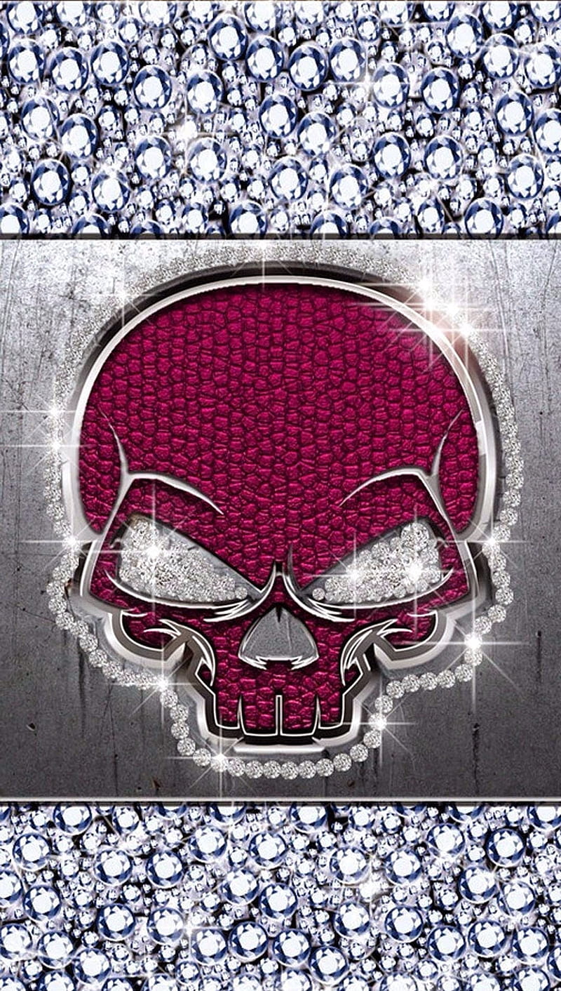Pink Skull, bling, HD phone wallpaper