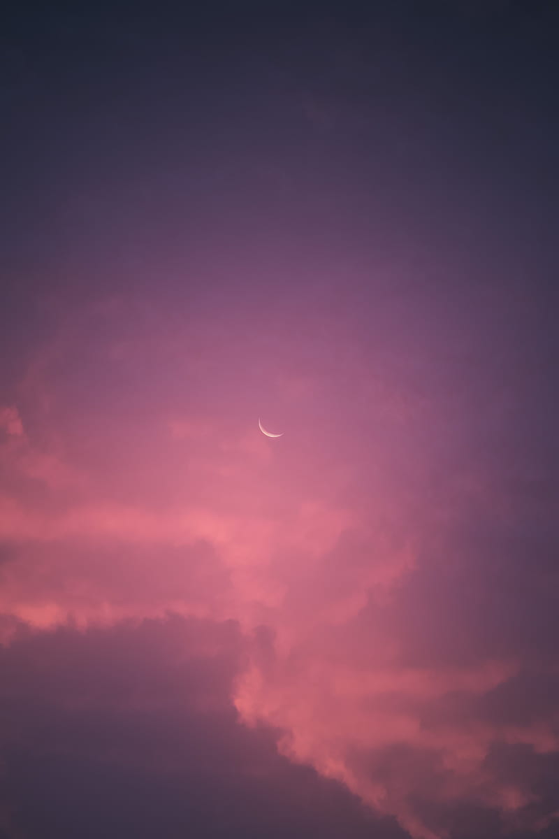 moon, sky, pink, HD phone wallpaper