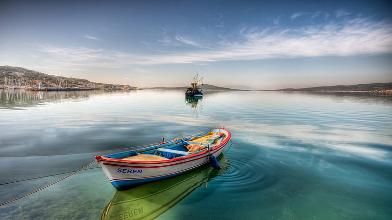boat tied up in a peaceful harbor, peaceful, marina, boats, harbor, HD wallpaper