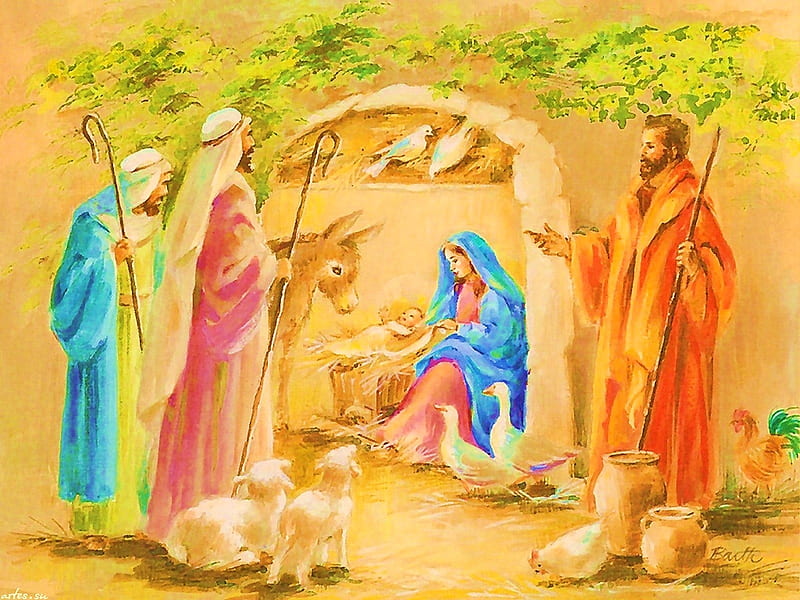 Nativity, family, art, christmas, wiseman, christ, jesus, joseph, virgin, mary, adoration, HD wallpaper