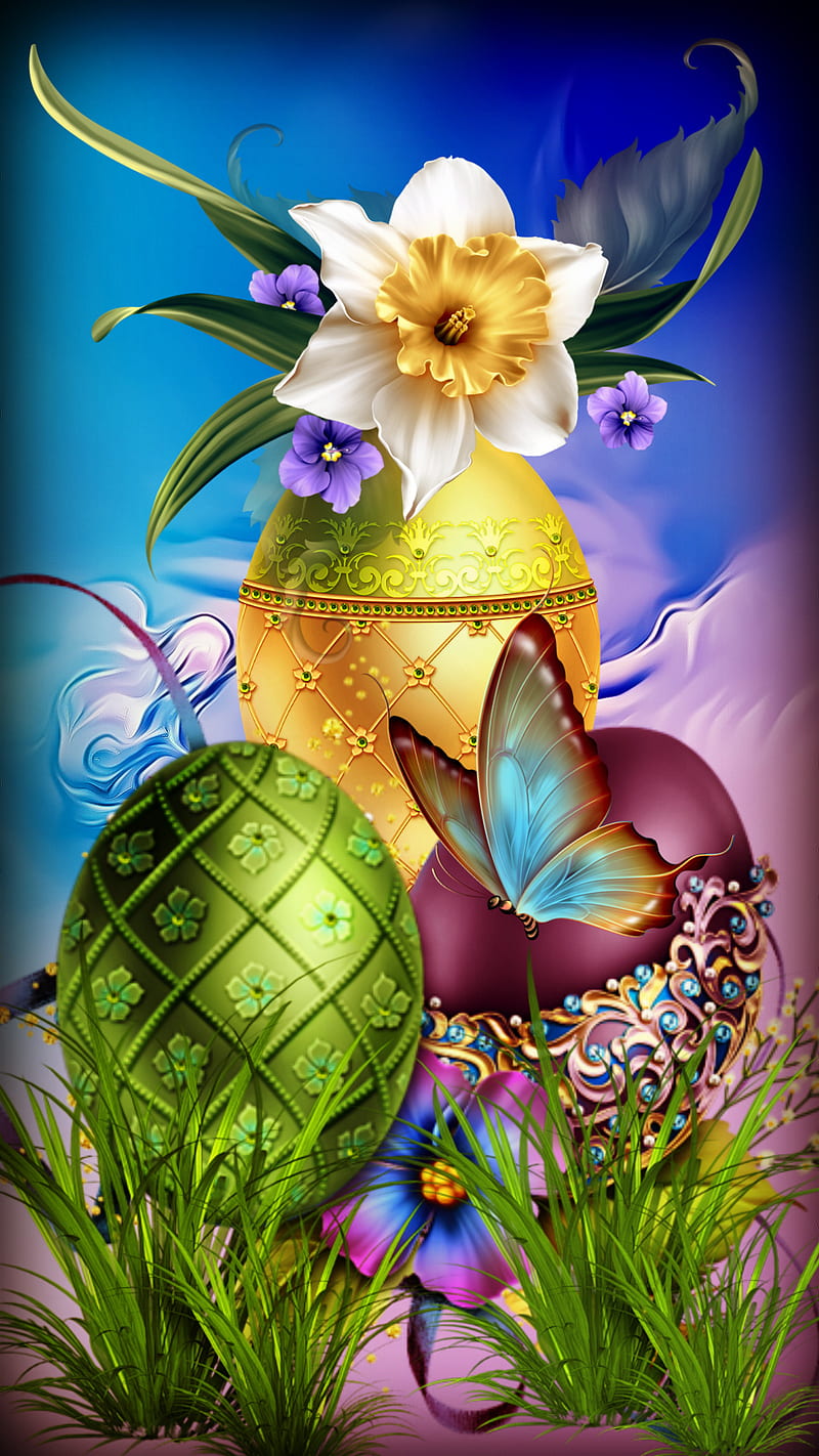 Easter, april, butterfly, flower, flowers, holiday, purple, season, super, HD phone wallpaper
