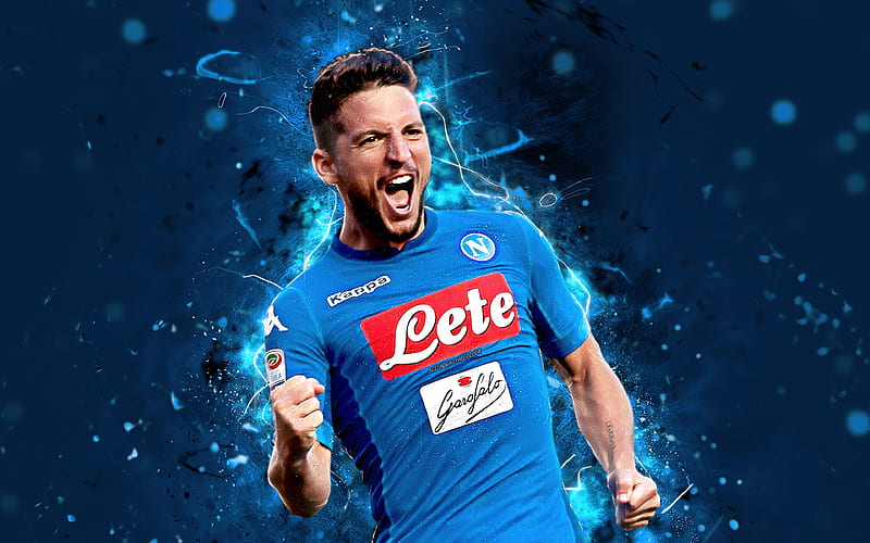 Dries Mertens abstract art, Napoli, soccer, Serie A, Babacar, footballers, neon lights, Napoli FC, creative, HD wallpaper