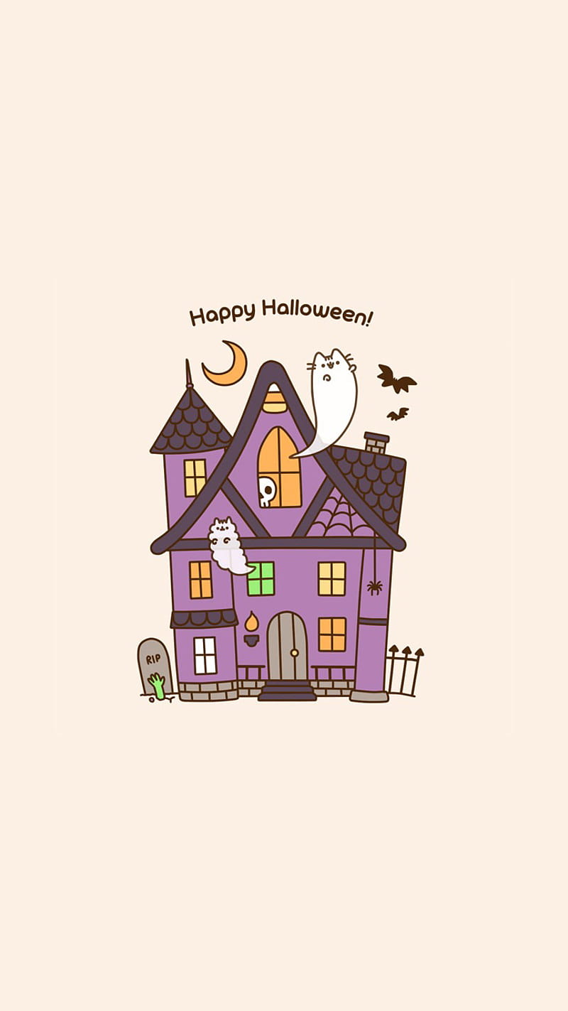 Pusheen Halloween, cute, spooky, HD phone wallpaper