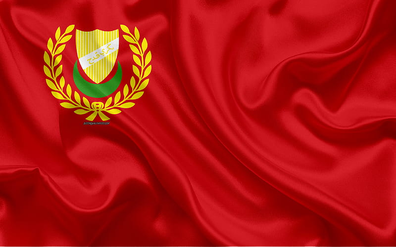 Flag of Kedah silk texture, national symbols, red silk flag, coat of arms, Kedah, Malaysia, Asia, HD wallpaper