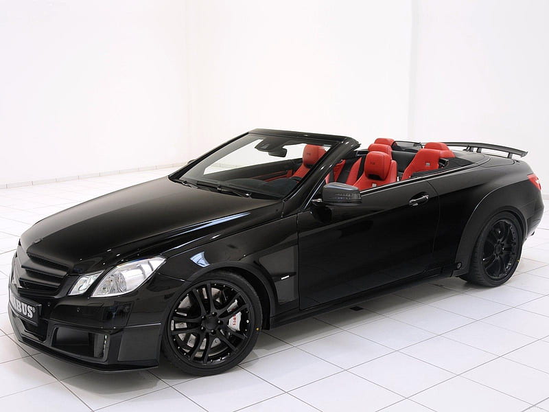 Brabus-E V12 Cabriolet 2011, black, red, brabus, v12, HD wallpaper