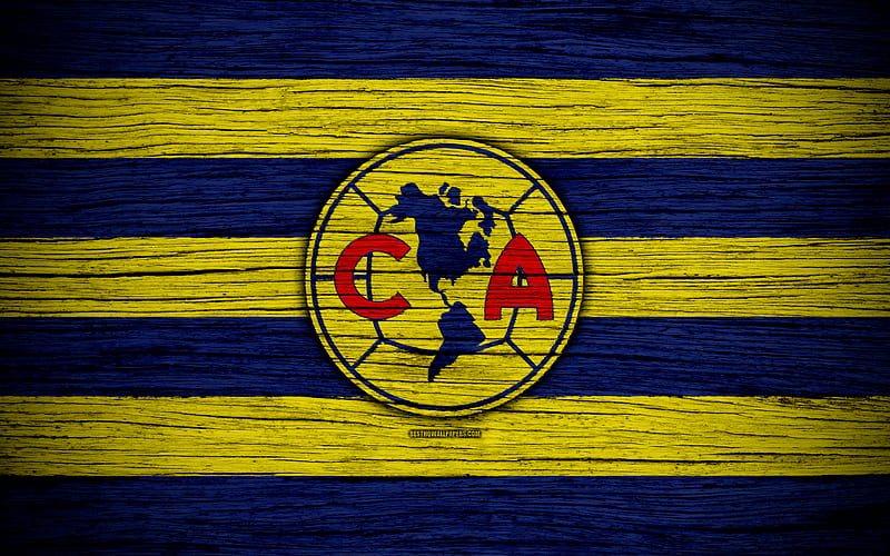 Club America FC Liga MX, football, Primera Division, soccer, Mexico, Club America, wooden texture, football club, FC Club America, HD wallpaper