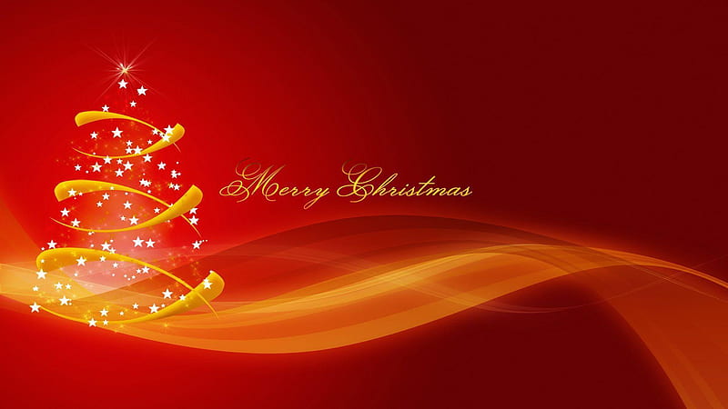 Merry Christmas With Glittering Stars In Red Background Christmas Countdown, HD wallpaper