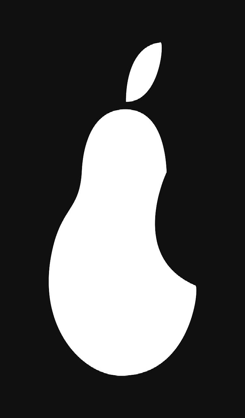 Pear logo, black, cool, for phone, have fun, heh, hhiihi, lol, white, HD phone wallpaper