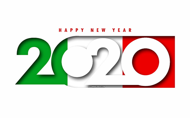 Italy 2020, Flag of Italy, white background, Happy New Year Italy, 3d art, 2020 concepts, Italy flag, 2020 New Year, 2020 Italy flag, HD wallpaper