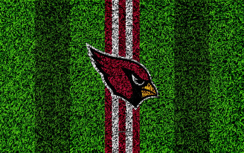 Arizona Cardinals, logo grass texture, emblem, football lawn, purple white lines, National Football League, NFL, Arizona, USA, American football, HD wallpaper