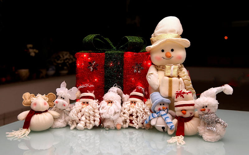 Holiday, Christmas, Box, Gift, Santa, Snowman, Toy, HD wallpaper