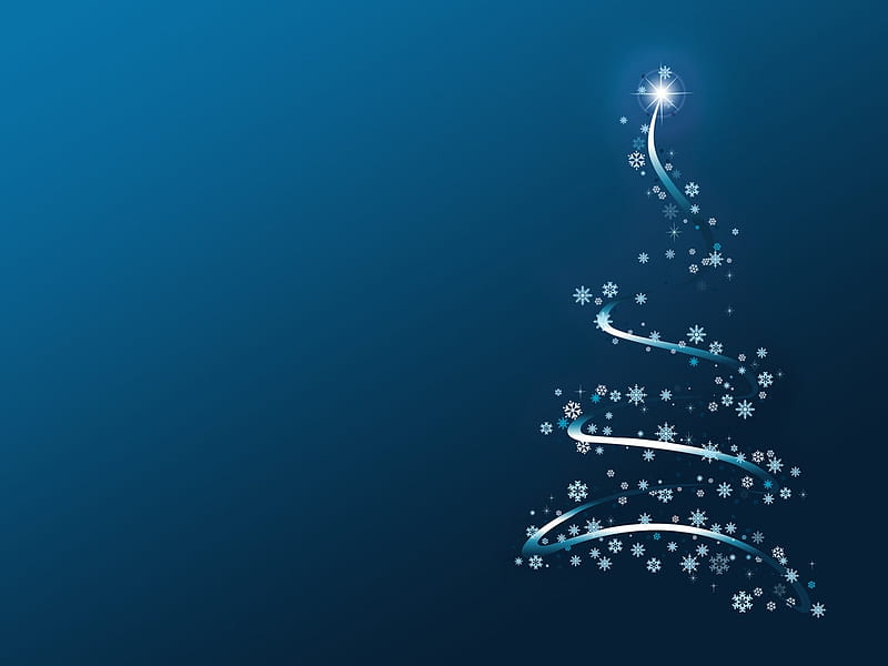 Abstract Xmas tree, holiday, christmas, blue, gifts, HD wallpaper