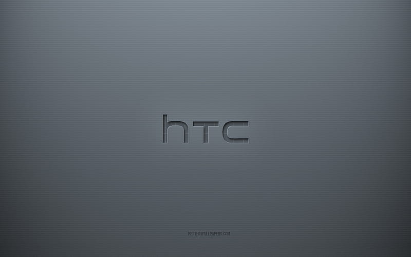HTC logo, gray creative background, HTC emblem, gray paper texture, HTC, gray background, HTC 3d logo, HD wallpaper