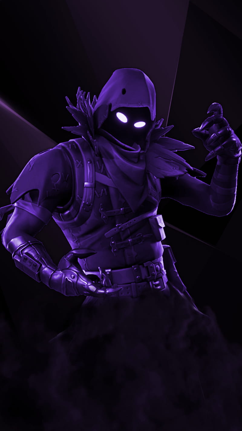 Fortnite Raven, black, dark, fornite, man, one, ramzej, violet, HD phone wallpaper