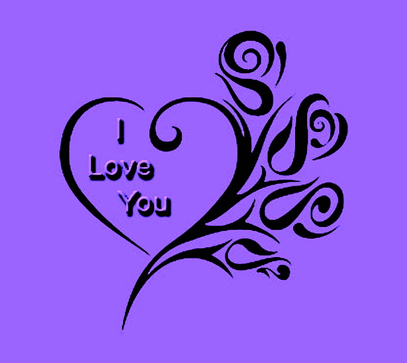 I Love You, happy, heart, purple, romance, HD wallpaper