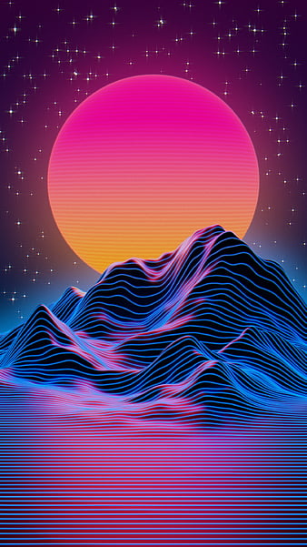 ILLUSION, Retro waves, amoled, bezel, blue, colorful, edge, grid,  horizontal, HD phone wallpaper | Peakpx