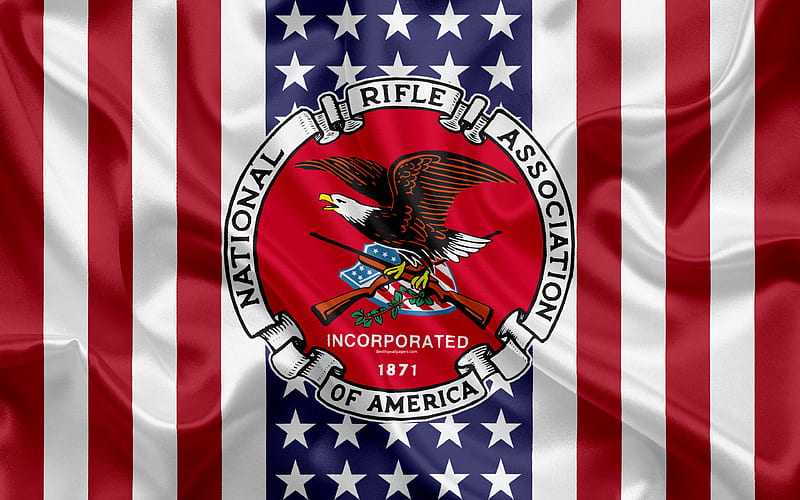 National Rifle Association, logo, emblem, silk flag, NRA, USA, American nonprofit organization, HD wallpaper