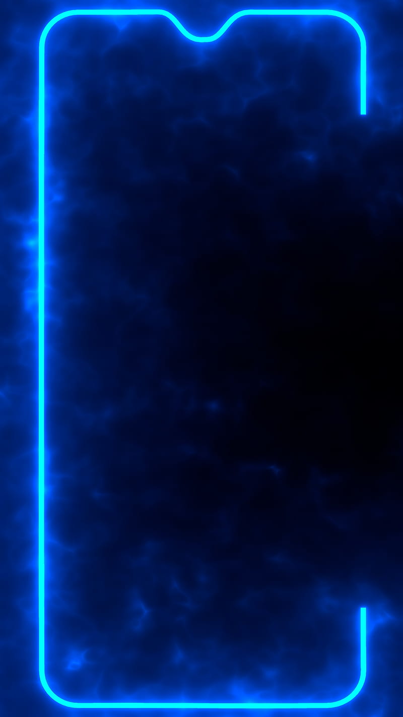 Blue OnePlus Line, amoled, black, blue, border, neon, notch, one plus, oneplus, samsung, smoke, HD phone wallpaper