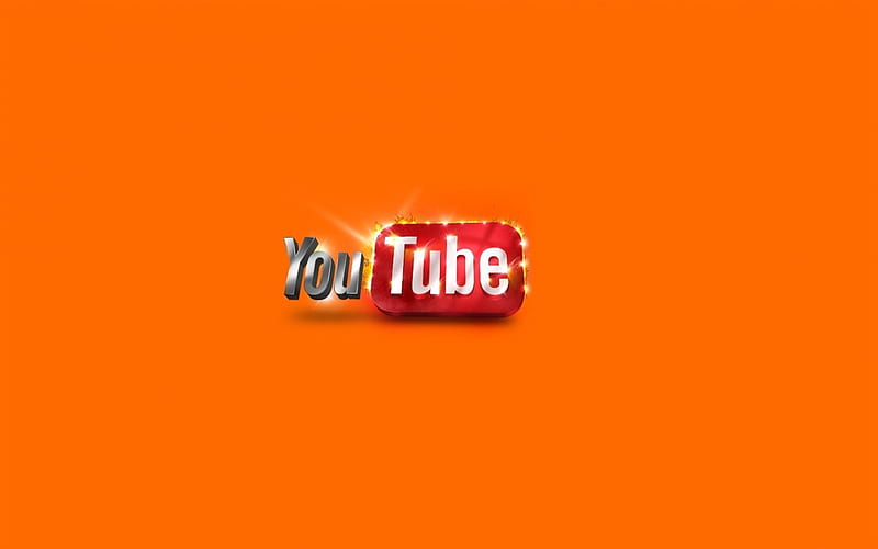 Youtube, logo, orange background, HD wallpaper