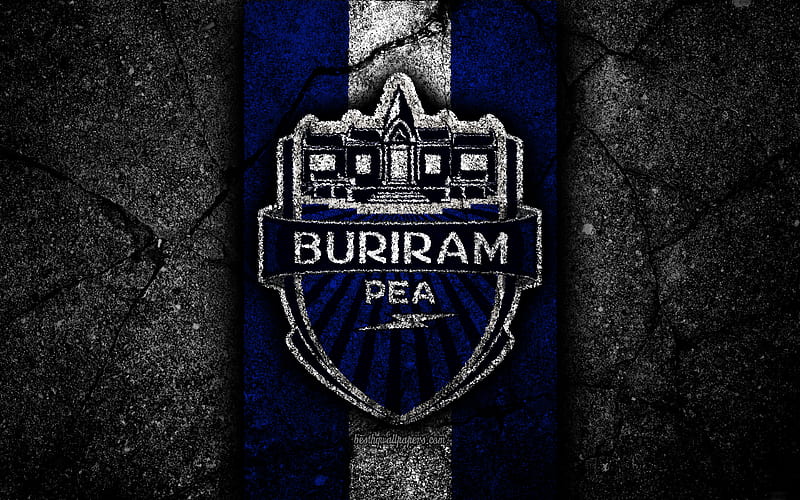 FC Buriram United, logo, Thai League 1, black stone, football club, Thailand, Buriram United, soccer, asphalt texture, Buriram United FC, HD wallpaper