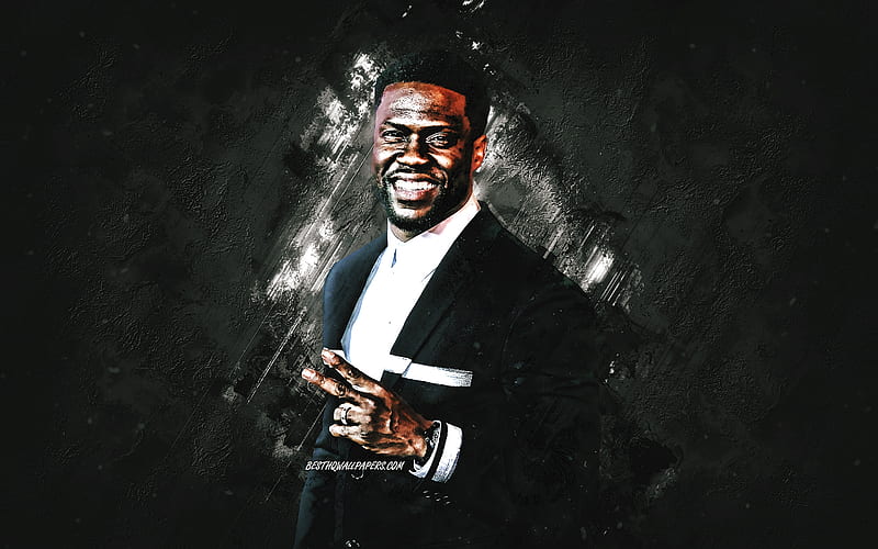 Kevin Hart, american actor, portrait, gray stone background, creative art, Kevin Darnell Hart, HD wallpaper