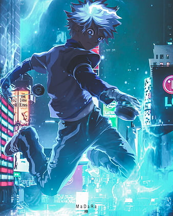 Hunter x Hunter, anime, anime boys, simple background, cyan, cyan