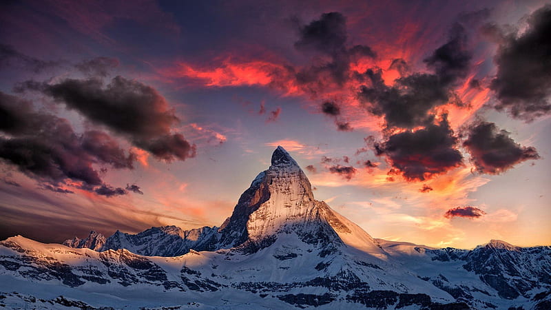 mountains, matterhorn, top, alps, snow, HD wallpaper