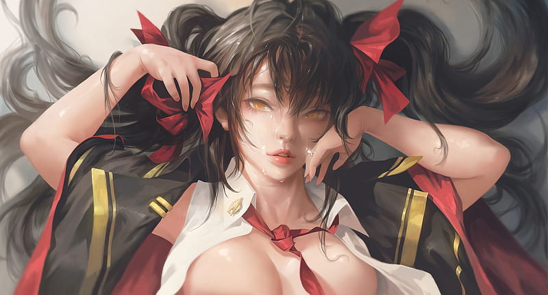 :), girl, anime, g tz, red, manga, realistic, HD wallpaper